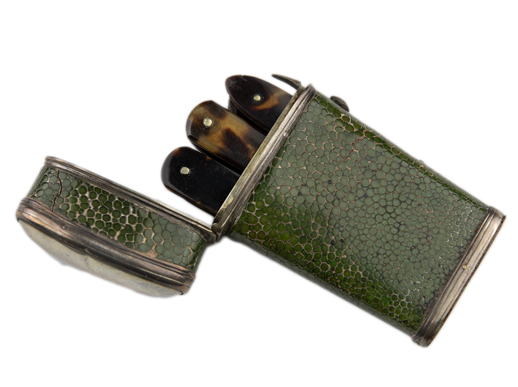 Shagreen and Silver Lancet Case and Lancets
