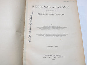 Large Two Vol. Set of McClellan"s Regional Anatomy 1892