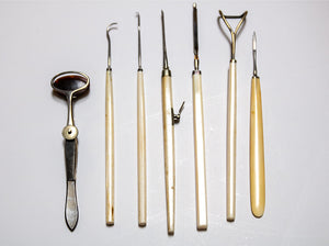Unmarked Eye Surgical Instruments with Ivory Handles