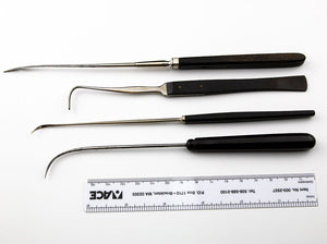 Four Aneurism Needles with Ebony Handles