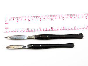 Two Scalpels Marked Lefine with Smooth Ebony Handles