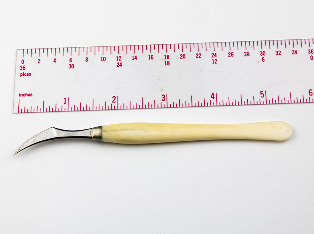 Reverse Curved Scalpel with Ivory Handle. Unmarked