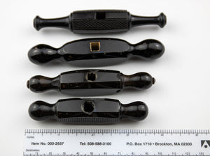 Four Ebony Trephine Handles. Three Smooth and One with Checkered Handle