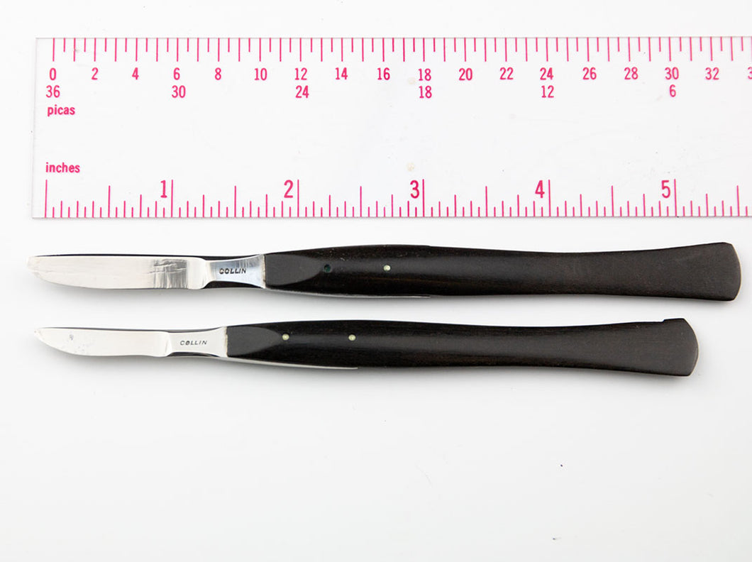 Two Scalpels with Smooth Ebony Handles