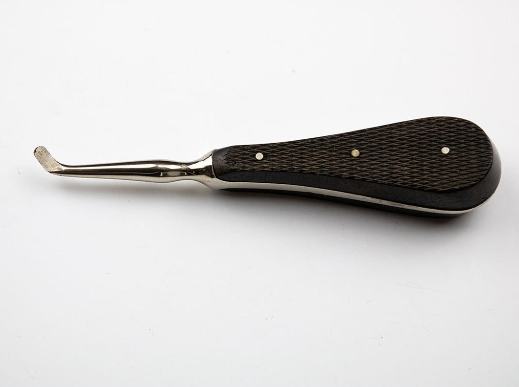 Curved Dental Elevator with Checkered Ebony Handle